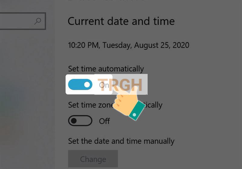 Gạt công tắc ở mục Set time automatically để kích hoạt tính năng đặt thời gian tự động